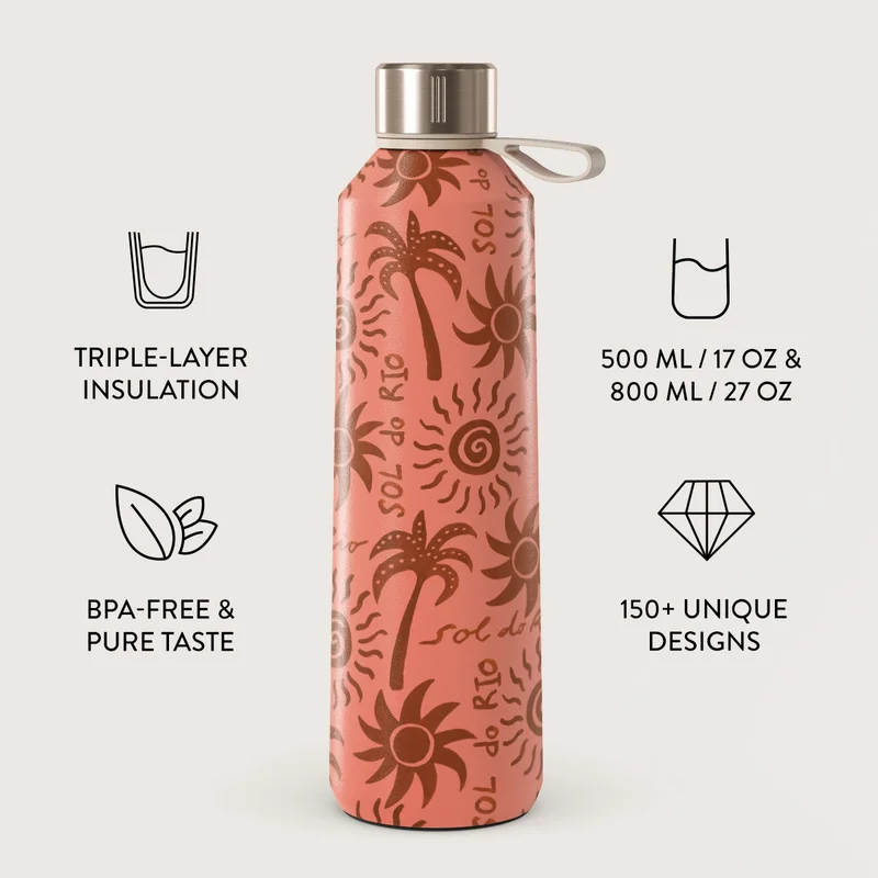 بورجا زجاجة مياه بورغا. حافظ على مشروباتك في درجة الحرارة المثالية وعلى أناقتك لا تشوبها شائبة، سواء في صالة الألعاب الرياضية أو المكتب أو في الهواء الطلق (إيبانيما) (500 مل)